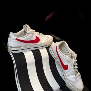 Nike White and Red Classic Sneakers